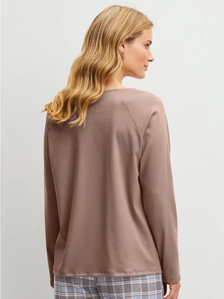 CALIDA CALIDA Langarmshirt Alpine M&M Damen (1-tlg) Heavy Interlock-Qualität, angenehm wärmend, Braun, – Produktbild 3 von 5