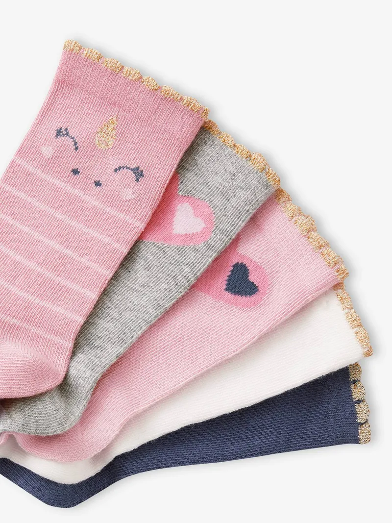 Vertbaudet 5er-Pack Kinder Socken, Rosa, – Produktbild 2 von 2