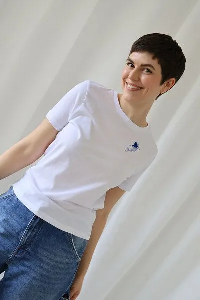 Kultgut Kultgut Artdesign - Biofair- Flauschiges Femin Shirt / Little Shark, Weiß, – Produktbild 3 von 4