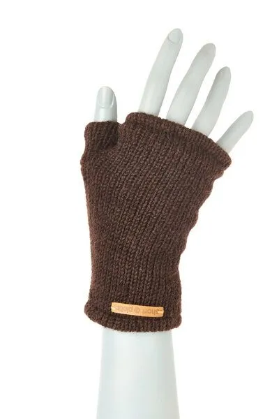 short'n'pietz short'n'pietz Handstulpen aus Schurwolle für Kinder, handgestrickt, Dunkelbraun, – Produktbild 1 von 1