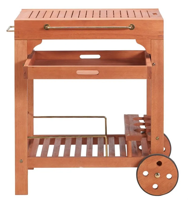 Merxx Merxx Servierwagen Multifunktion, Eukalyptusholz, 70-140x50 cm, ausziehbar, Braun, – Produktbild 3 von 5