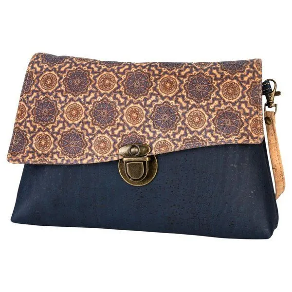 Kork-Deko Kork-Deko Kleine blaue Kork-Clutch – vegan, mit Reißverschluss & handgefertigt – Produktbild 1 von 5