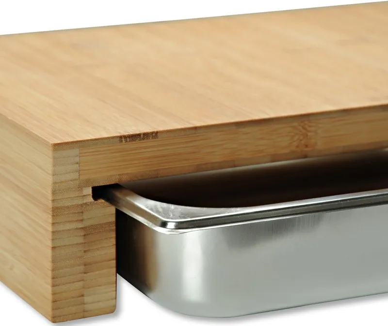 Kesper Kesper Schneidebrett mit Auffangschale, Bambus, Edelstahl 18/10, (1-St), Gastro-Norm 1/2 (325x265 mm), Beige, – Produktbild 5 von 5