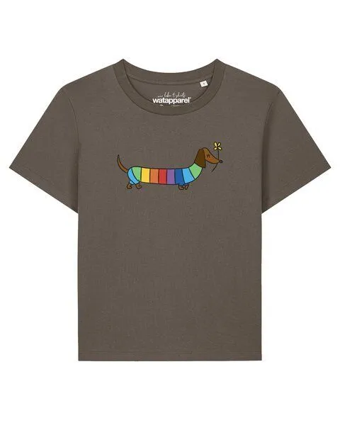 watapparel watapparel T-Shirt Frauen Regenbogen Dackel, Mocha, – Produktbild 1 von 2
