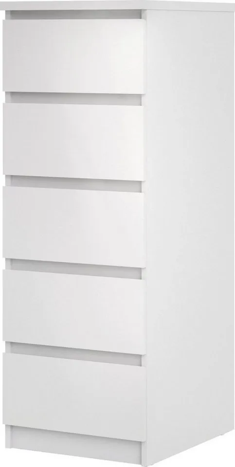 Home affaire Highboard Naia, Hochkommode, 5 Schubladen, Aufbewahrung, grifflose Front, Modern, skandinavisches Design, Schmal, in mehrere Farben, Weiß, – Produktbild 7 von 8