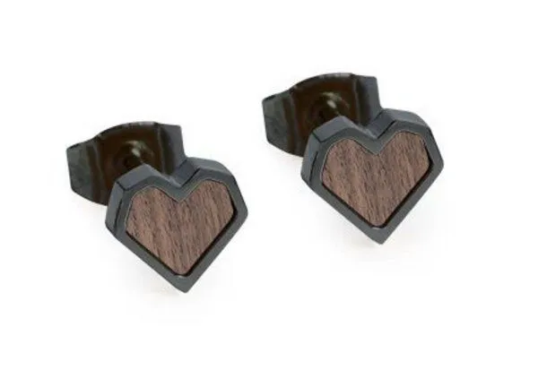 BeWooden BeWooden Herzchen Ohrringe Holz und Edelstahl Kombination, Grey, – Produktbild 7 von 7