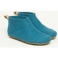 Magicfelt Magicfelt 743 Hüttenschuhe aus 100% Merino-Wolle - Hausschuh für Damen & Herren - Made in Tirol - Hochwertige & robuste Ledersohle, Türkis, – Produktbild 1 von 2