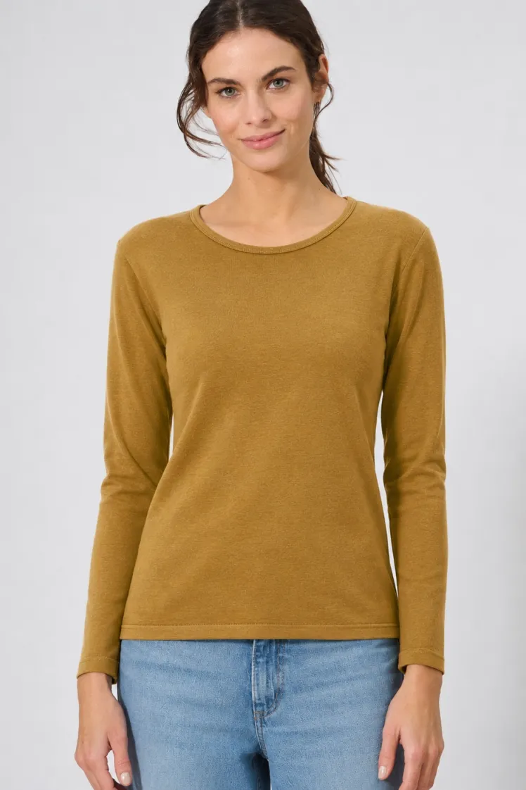 HempAge Hempage Damen vegan Langarm-Shirt Basic Farbe Peanut Brown, Braun, – Produktbild 2 von 2
