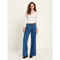 LANIUS LANIUS Marlenejeans mit Bundfalte aus Bio-Baumwolle, Mid blue denim, – Produktbild 2 von 8