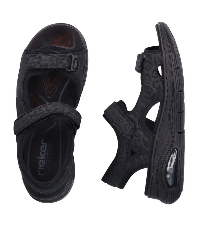 Rieker Rieker 67666 schwarz/grau Damen Sandale, Schwarz, – Produktbild 3 von 5