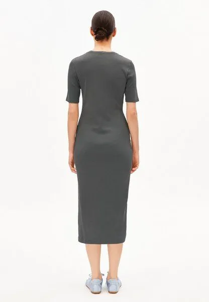 ARMEDANGELS ARMEDANGELS SEHAARAA GMT DYE Damen Ripp-Jerseykleid aus Bio-Baumwoll Mix, Space steel, – Produktbild 2 von 4