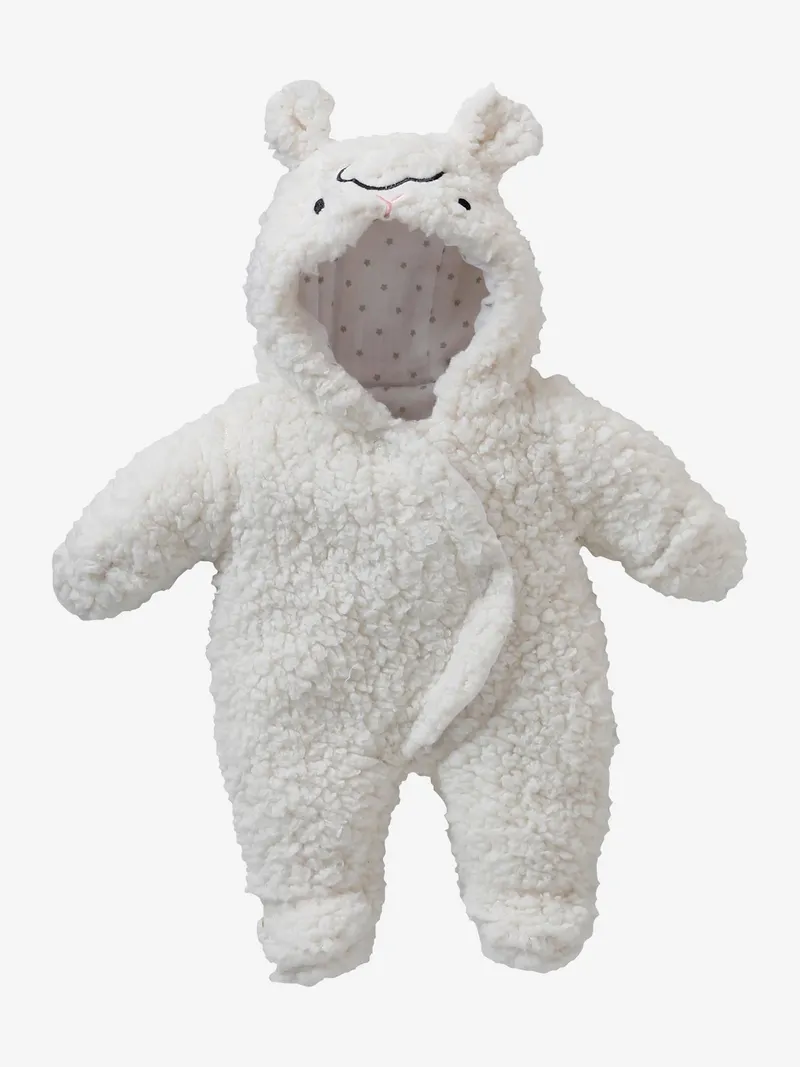 Vertbaudet Puppen-Overall aus Teddyfleece, Weiß, – Produktbild 2 von 3