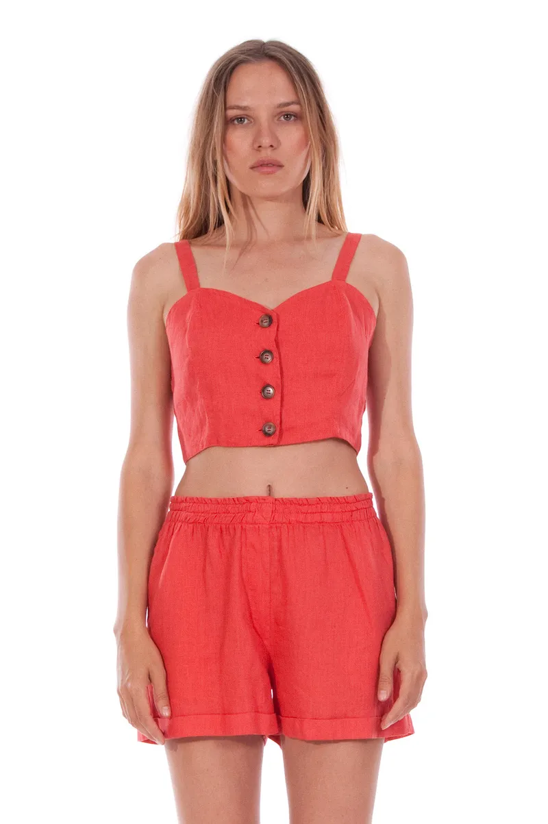 RAVENS VIEW IBIZA RAVENS VIEW IBIZA Damen vegan Oberteil Capri Candy Red, Rot, – Produktbild 1 von 1