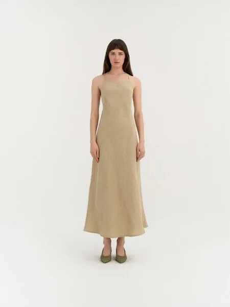 AmourLinen AmourLinen Slipdress aus Leinen VILA, Beige (braun), – Produktbild 1 von 2