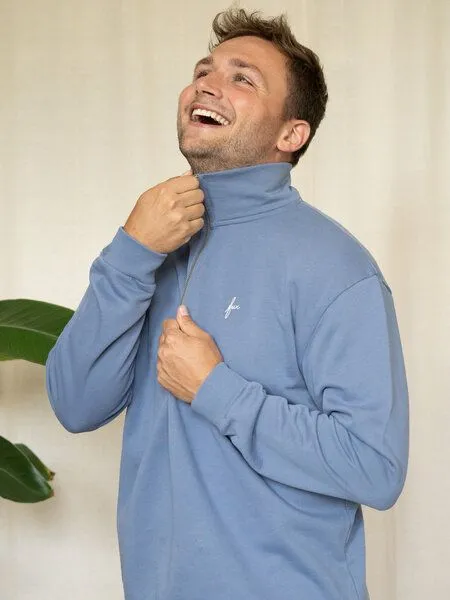FUXBAU FUXBAU Männer fux Half Zip Sweater, Hellblau, – Produktbild 1 von 4