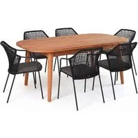 Gartenmöbel-Set "Madera & Burano" 7-tlg. 1 Tisch 180/240 x 100 cm, 6 Sessel, teak/anthrazi – Produktbild 1 von 1