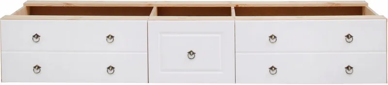 OTTO home Schubkasten Hugo, Bettkastenmodul mit 3 Schubladen für eine Bettseite, für das gleichnamige Massivholzbett, massive Kiefer, FSC®, Weiß, – Produktbild 2 von 5