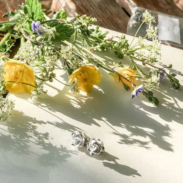 pakilia pakilia Silber Ohrstecker Rosenblüten Fair-Trade und handmade, Silver, – Produktbild 8 von 8