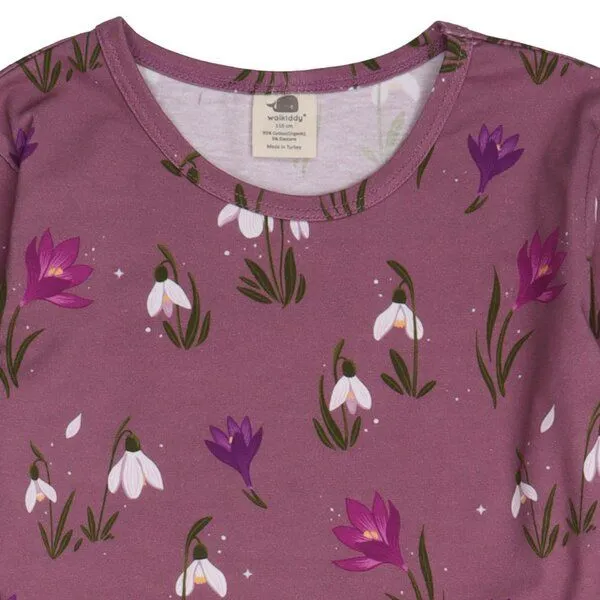 Walkiddy Kinder Langarmshirt The Snowdrops Bio-Baumwolle – GOTS-zertifiziertes Walkiddy Shirt mit Blumen-Print, weich, sanft & perfekt für jede Jahreszeit, Lila, – Produktbild 3 von 3