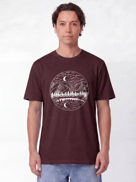watapparel watapparel T-Shirt Unisex Mountains by night, Red brown, – Produktbild 2 von 2