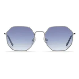 TAKE A SHOT TAKE A SHOT Achteck-Sonnenbrille Dorian Gray in Silber mit blauen Verlaufsgläsern – Produktbild 1 von 1