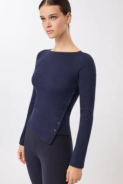 mandala mandala Side Button Longsleeve, Night-sky (blau), – Produktbild 1 von 4