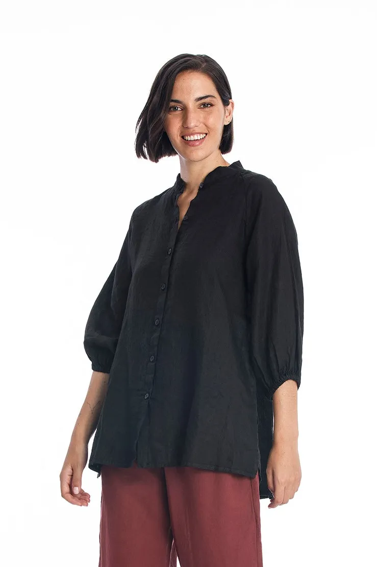 RAVENS VIEW IBIZA RAVENS VIEW IBIZA Damen vegan Leinenhemd Mei Schwarz, Schwarz, – Produktbild 2 von 2