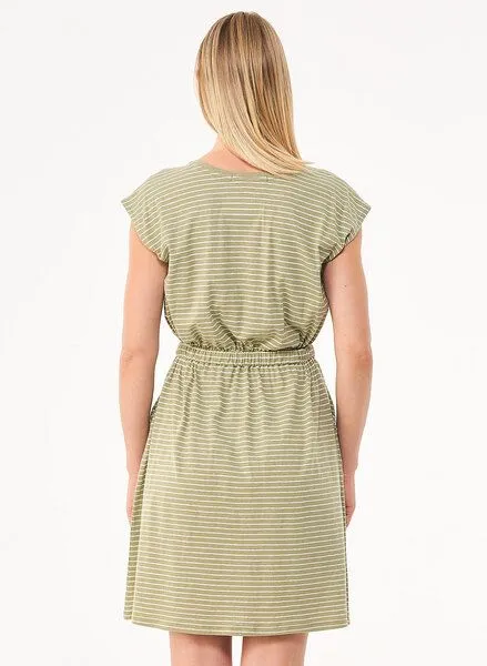 ORGANICATION ORGANICATION Gestreiftes Jerseykleid aus Bio-Baumwolle und Leinen, Grün(olive), – Produktbild 4 von 4