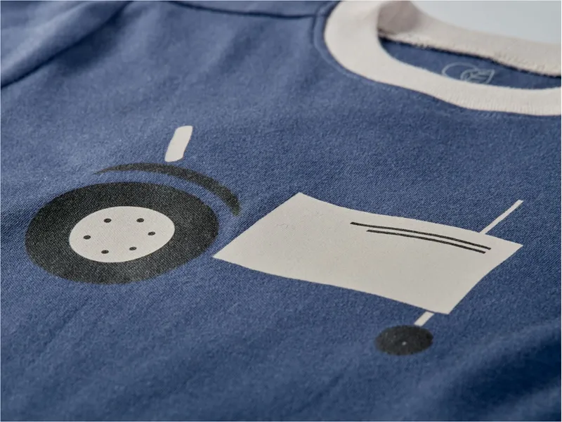 HANS NATUR Kinder T-Shirt Bio-Baumwolle Traktor Gr.98/104, Blau, – Produktbild 2 von 2