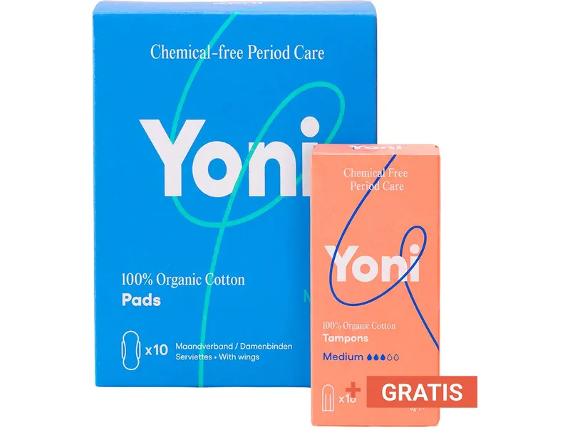 Yoni Yoni Binden "Normal" mit Flügeln 20 Stk. aus Bio-BW + GRATIS Yoni Tampons (medium) 16 Stk. – Produktbild 1 von 1