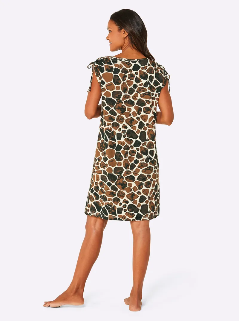 feel good Sommerkleid champagner-schoko-bedruckt, Champagner-schoko-bedruckt, – Produktbild 1 von 2