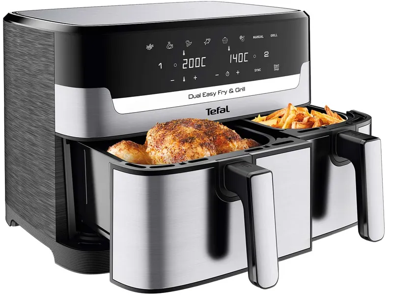 Tefal Tefal Heißluftfritteuse "Dual Easy Fry & Grill EY905D", silber/schwarz – Produktbild 2 von 2