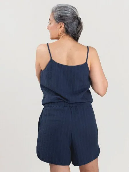 erlich textil erlich textil Fiona lange Mousseline Hose aus Bio-Baumwolle, made in Europe, Mitternachtblau, – Produktbild 3 von 8