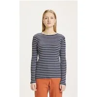 KnowledgeCotton Apparel KnowledgeCotton Apparel Langarmshirt gestreift - CANNA gerippt - aus Bio-Baumwolle, Blau (total eclipse), – Produktbild 1 von 1