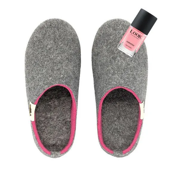 Gumbies Gumbies Set – Nachhaltige Hausschuhe mit Veganem Nagellack, Grau-pink, – Produktbild 1 von 4
