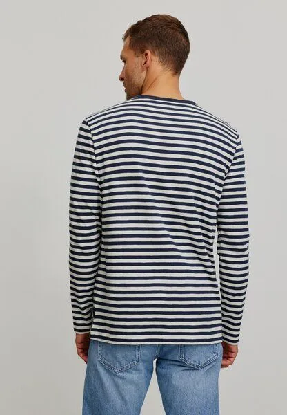 recolution Herren Slub Longsleeve aus Bio-Baumwolle - MACA STRIPES - recolution, Dark navy (blau), – Produktbild 4 von 4