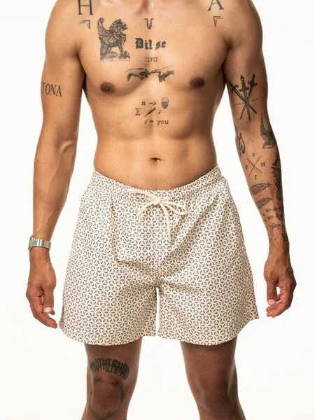 saved lab SL-205 Swimshort Monogramm Ecru – Produktbild 4 von 4
