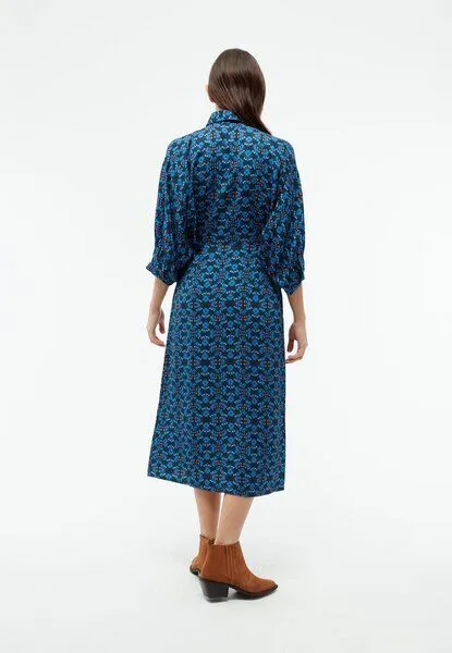 Givn Berlin Givn Berlin Tailliertes Kleid GBNATALINA aus LENZING ECOVERO mit dekorativen Falten, Blue / light pink, – Produktbild 4 von 4