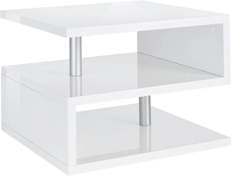 Home affaire Couchtisch ZETA- Kaffeetisch, Sofatisch, Wohnzimmertisch, Breite ca. 55 cm, Made in Italy, mit Ablagemöglichkeit, 55x55 cm, Weiß, – Produktbild 4 von 5