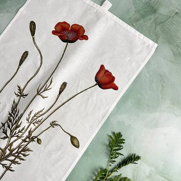 Koustrup Koustrup Blumenmotiv-Geschirrtücher aus 100% Bio-Baumwolle, 48 x 70 cm, Poppy, – Produktbild 2 von 3