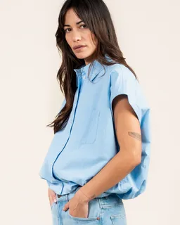 Kuyichi Kuyichi Damen vegan Bluse Dilek Himmelblau – Produktbild 1 von 1