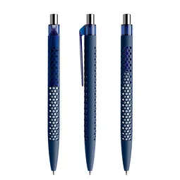 prodir prodir® Druckkugelschreiber QS40 Soft Touch PRT Push, blaue Mine, dunkelblau/silber poliert, Silber / dunkelblau, – Produktbild 1 von 1