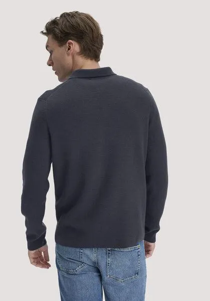 hessnatur hessnatur Milano Strick Polo Regular aus Bio-Baumwolle und Bio-Schurwolle, Marine, – Produktbild 2 von 4