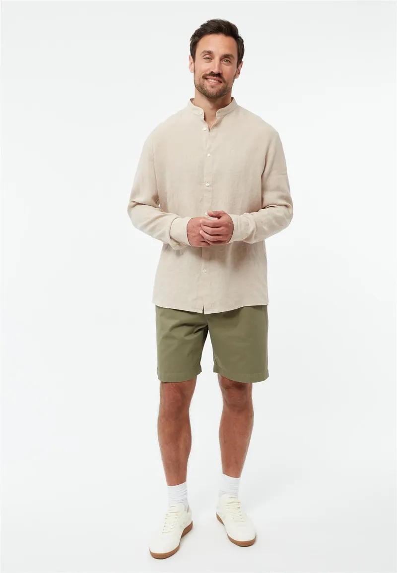 Givn Givn Herren vegan Hemd Wes Stehkragen Oat Beige, Beige, – Produktbild 1 von 2