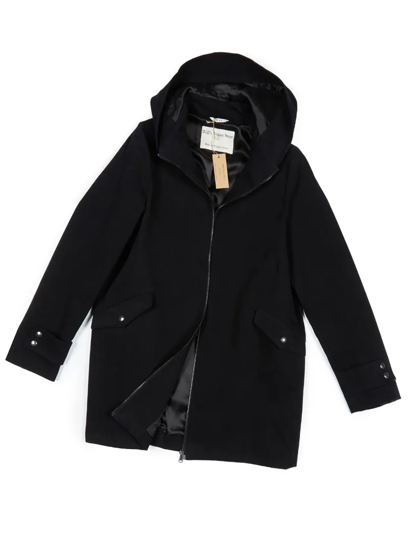 Will's Vegan Store Will's Vegan Store Damen vegan Mantel Vegane Wolle Kapuze Schwarz, Schwarz, – Produktbild 2 von 2