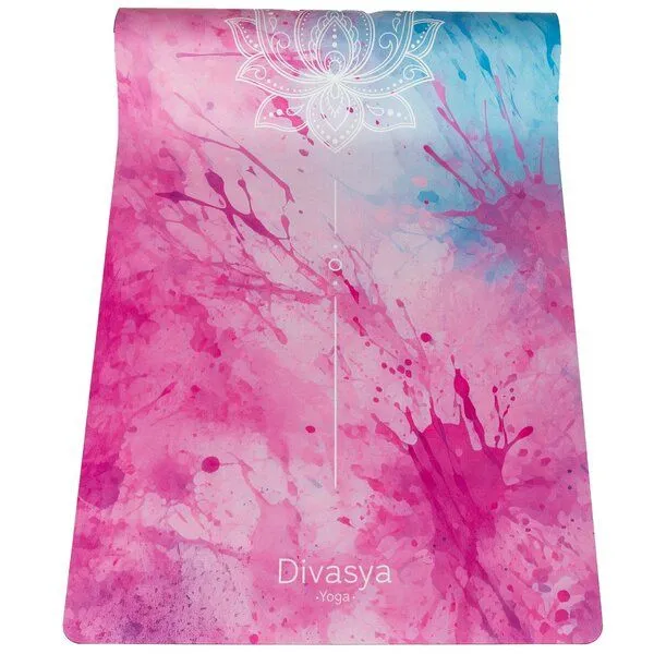 Divasya Divasya Yogamatte aus recycelten PET-Flaschen & Naturkautschuk | in 4 Farben, Pink lotus, – Produktbild 3 von 4