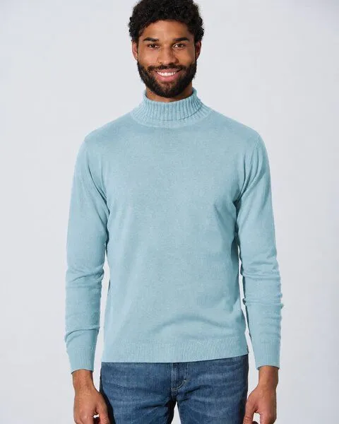 HempAge HempAge Feiner Rollkragenpullover Hanf/Biobaumwolle, Wave (blau), – Produktbild 2 von 4