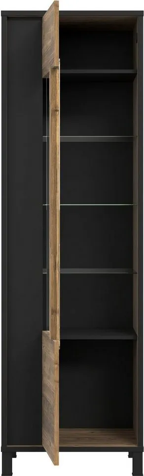 FORTE Vitrine Hayato Höhe ca. 194 cm, Braun|schwarz, – Produktbild 5 von 5
