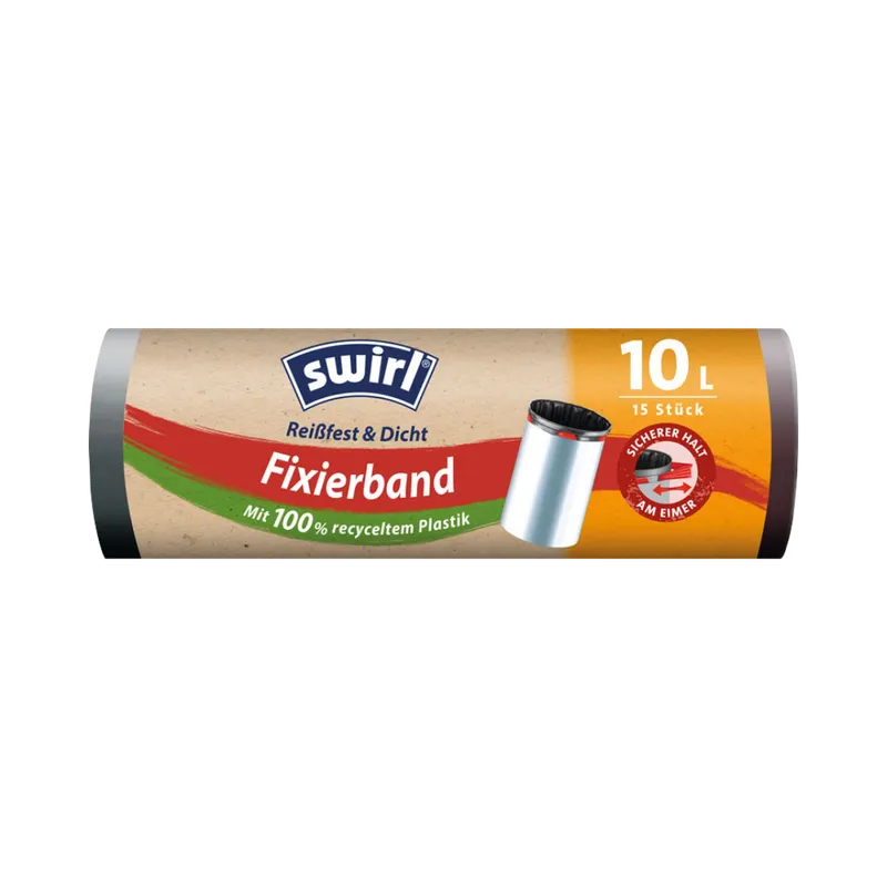 Swirl Swirl Müllbeutel mit Fixierband, reißfest & dicht, 10 l, 15 Stk. – Produktbild 2 von 2