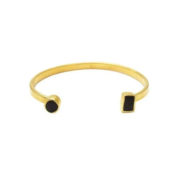 Swahili Coast Swahili Coast Messing Armreif - BONE & HORN GEOMETRIC - Recycling Messingschmuck, Horn (schwarz), – Produktbild 1 von 3